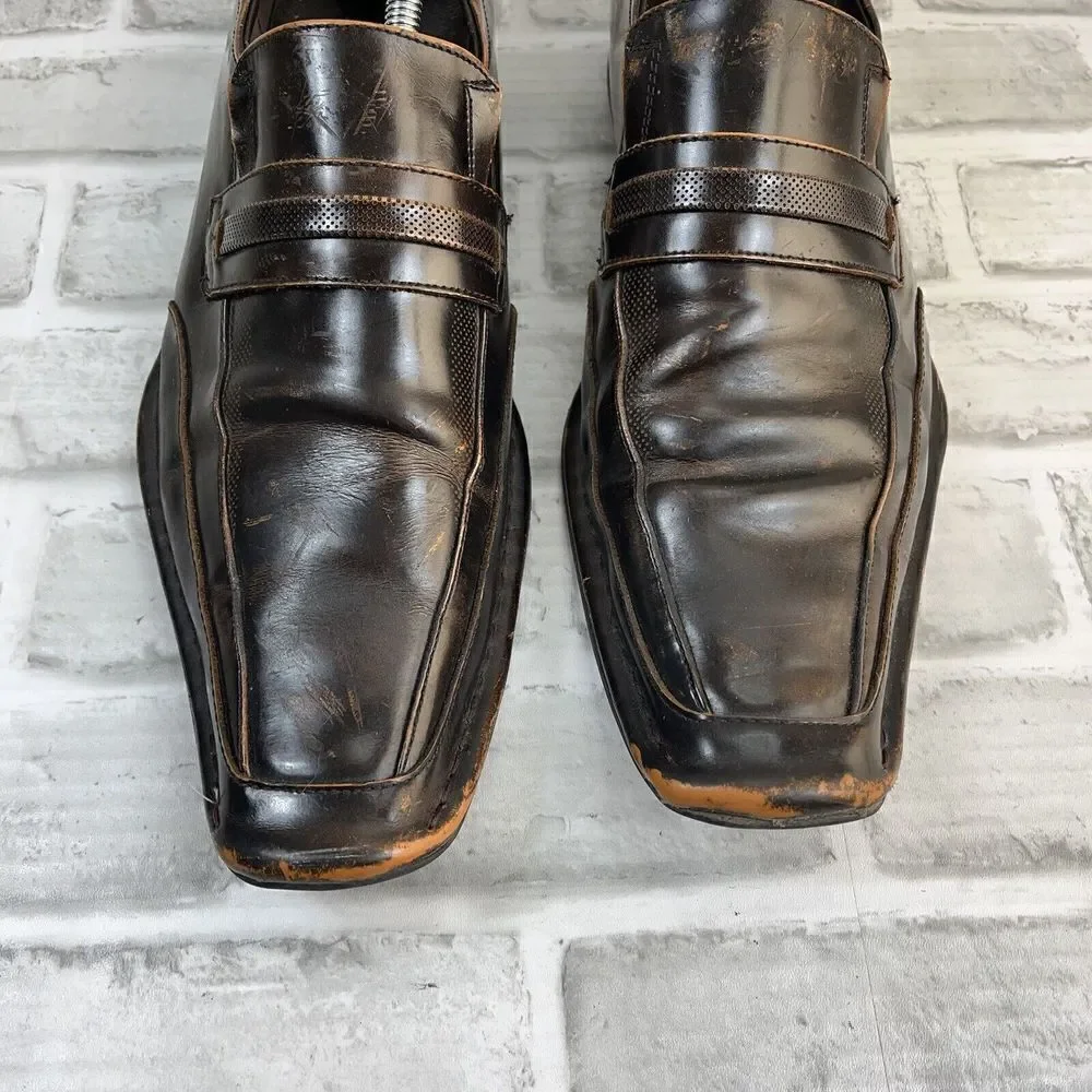 Giorgio Brutini Men’s 10.5 Brown Copper Leather Square Toe Loafer Dress Shoes